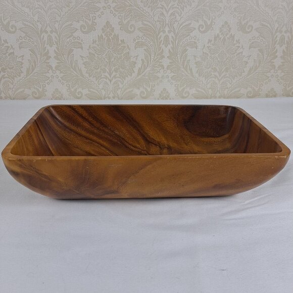 Vintage Monkey Pod Wood Rectangular Bowl Centerpiece Serving Decor - Picture 3 of 5